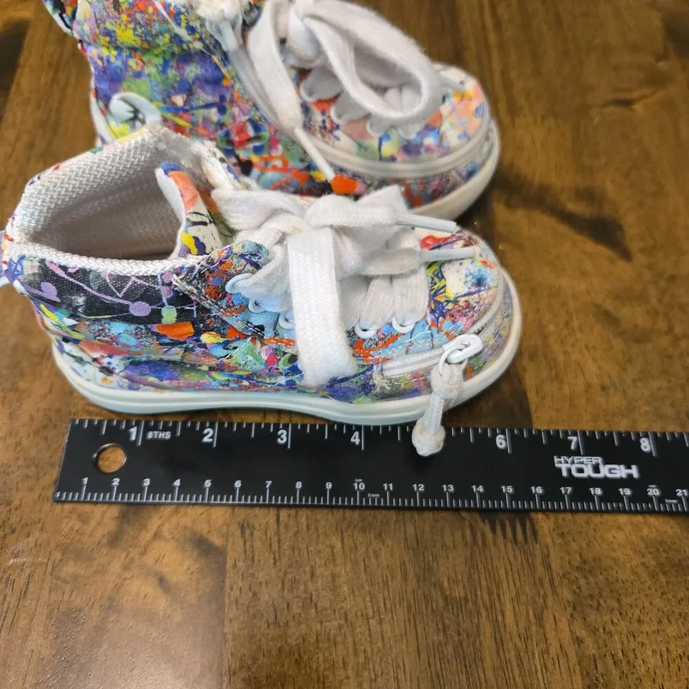BILLY Toddler Boy Girl 6 High Top Sneakers Paint Splatter Zipper Adaptive Shoes